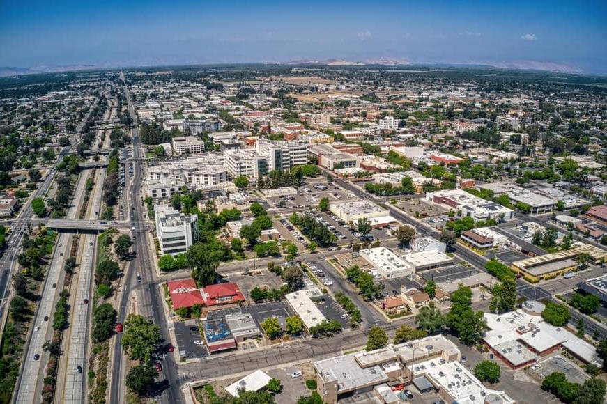 An aerial view of (, CA